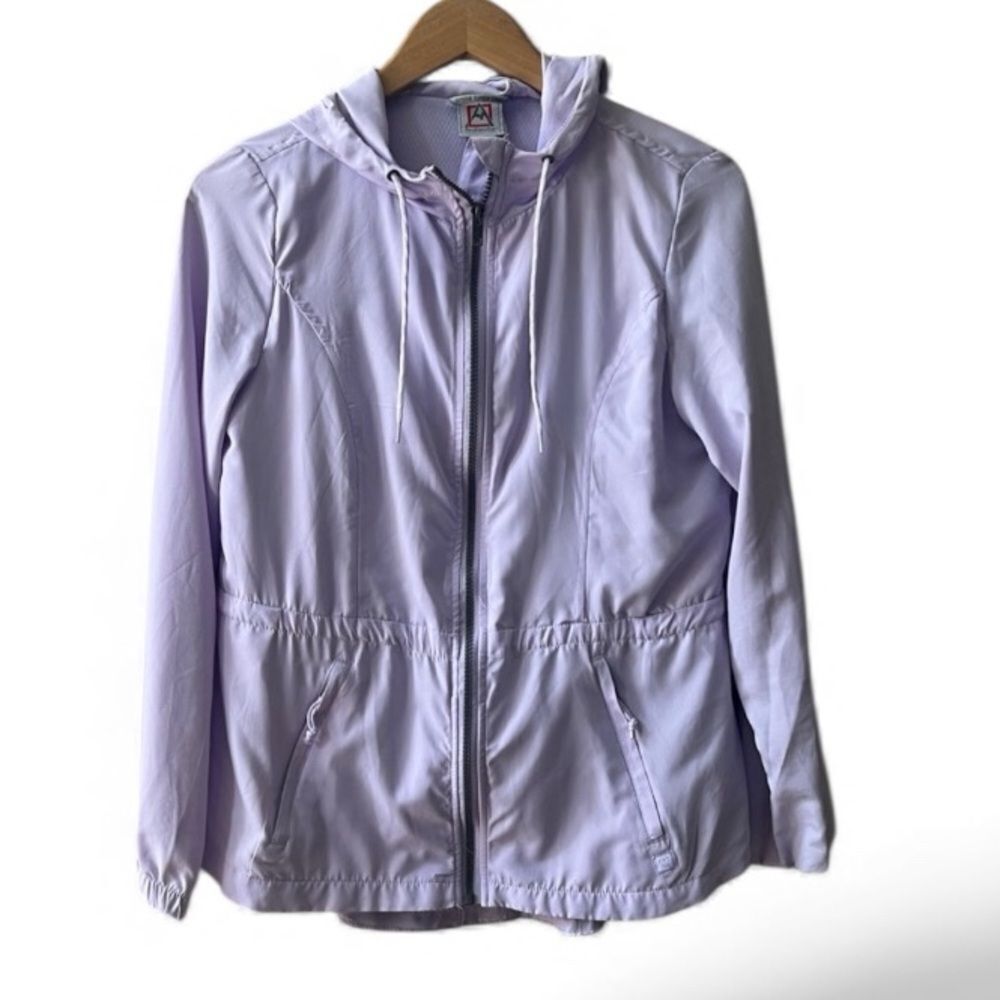 Avalanche Windbreaker Hooded Jacket Sz‎ Small Lavender Zip Pockets Breathable